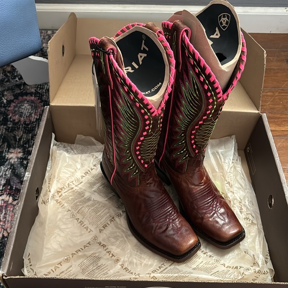 Ariat Womens Derby Crackled Limited Addition Cafe Cowgirl Boots - Picture 3 of 11